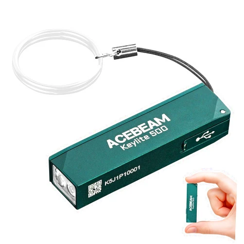 ACEBEAM Keylite 500 High Lumens Keychain Flashlight Rechargeable, Ultra-Compact Flat Pocket EDC Flashlight with Dual LEDs, 6 Modes, Type-C Charging, Small MINI Flash Light for Emergency, Home, Outdoor