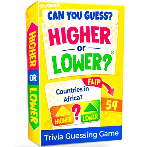 QUOKKA Trivia Board Games for Kids and Adults – Family Board Games for Family Game Night – Higher or Lower Trivia Cards for Kids 8-12 – Guess Fun Questions – Educational Card Game for Families&Teens