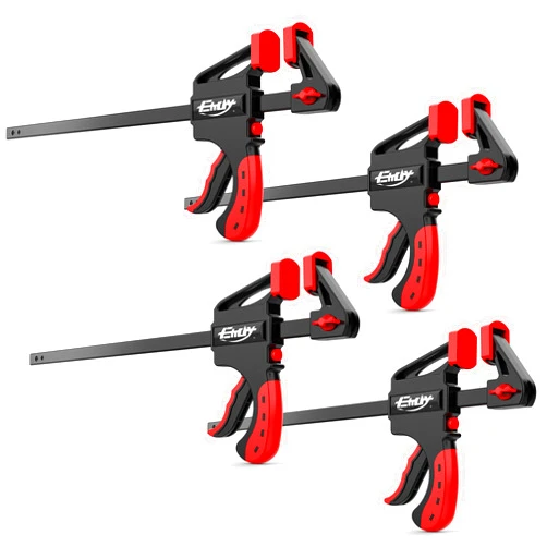 EHDY Bar Clamps for Woodworking, 12 Inch One-Handed Clamp/Spreader, Light-Duty Quick-Change F Clamp with 130lbs Load Limit, 4-Piece