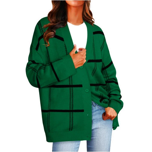 GRACE KARIN Womens 2024 Fall Cardigan Loose Plaid Button Sweater Cardigan Outfit