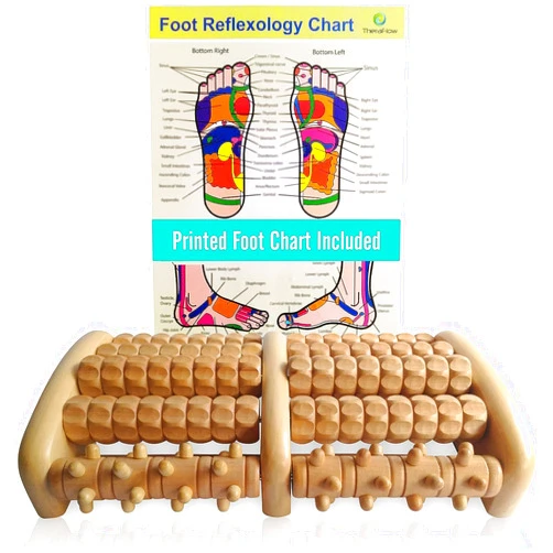TheraFlow Wooden Foot Massager for Neuropathy, Heel Pain and Targeted Plantar Fasciitis Relief | Deep Tissue and Feet Massage for Relaxation | Reflexology Tool for Planters Facetious Relief