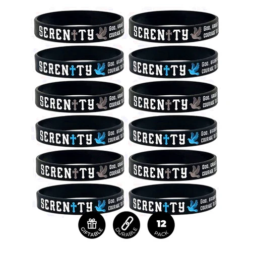 Ezekiel Gift Co. Inkstone Serenity Prayer Silicone Wristbands Rubber Bracelets
