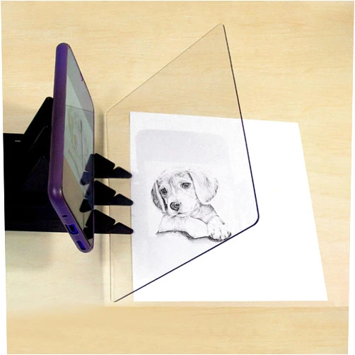 HKSICHENGKEJI Optical Drawing Board Painting Projection Copying Board Sketching Tool Acrylic Transparent Board Mobile/Phone Tablet Holder Optical Reflection Projector Painting Tool for Kids Beginners Artists