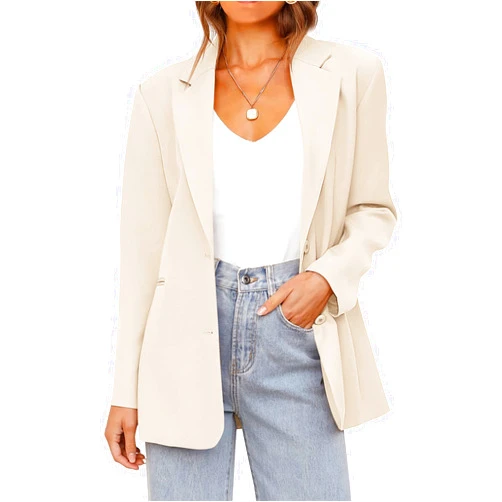 MEROKEETY Women's 2024 Fall Casual Blazers Long Sleeve Lapel Open Front Button Work Blazer Jackets with Pockets