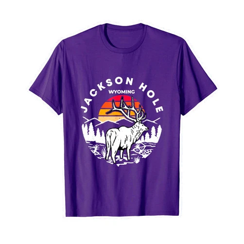Adel's Holiday Gift And Souvenir A Buck In Retro Sunset Jackson Hole Wyoming Outdoor T-Shirt