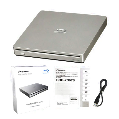 Produplicator Pioneer BDR-XS07S Portable 6X Blu-ray Burner External Drive with USB Cable - Burns CD DVD BD DL BDXL Discs