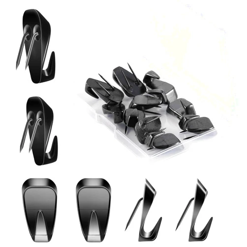 AIEX 10pcs Cubicle Hooks for Fabric Walls, Metal Push Pin Hooks Office Shelf Accessories Hanging Supplies Coat Clips Hanger Nails for Picture Clock Photo Frame Keychain (Black)