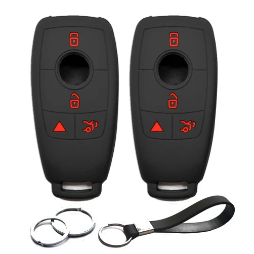 INFIPAR 2pcs Compatible with Mercedes Benz A C E S CLA CLS GLA GLB GLC GLE GLS G Glass Key Fob Cover Case Key Chain Protector Keyless Remote Holder