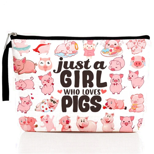 Hanamiya Na Funny Pig Makeup Bag Pig Gifts Animal Lover Gifts for Women Girls Bestie Best Friend Granddaughter Pig Lover Gifts Pig Stuff Cosmetic Bag Zipper Pouch Travel Bag Graduation Birthday Gifts