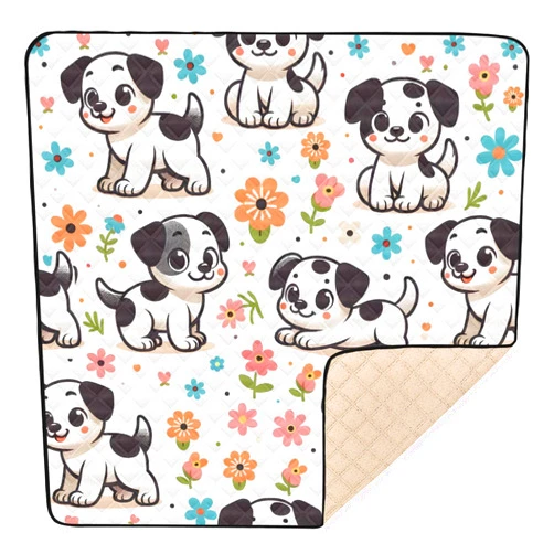 SUABO Cartoon Spotted Dog Small Flower Baby Play Mat 50