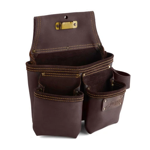 OX Tools Framers Tool Pouch Nail Bag Oil Tanned Leather Carpenter tool belt, 7 Pockets, Fastener Pouch, Hammer Holder Pencil Pouch OX-P263203
