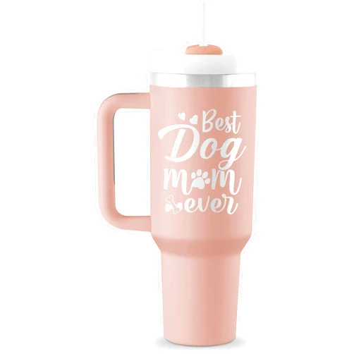 ROSTANTEN Dog Mom Gifts for Women - Dog Lovers Gifts for Women - Dog Mom Mothers Day Gift - Gift for Dog Lovers Owners - 40 oz Engraved Tumbler with Handle & Straw