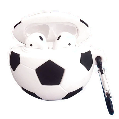 JCSMARTEC Silicone Case for Airpods 2 &1, Cute Cool Basketball Football Soccer Soft Cover with Anti-Lost Keychain (Football Case)