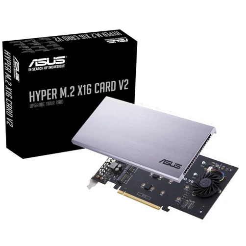 ASUS Hyper M.2 X16 PCIe 3.0 X4 Expansion Card V2 Supports 4 NVMe M.2 (2242/2260/2280/22110) Upto 128 Gbps for Intel VROC and AMD Ryzen Threadripper NVMe Raid