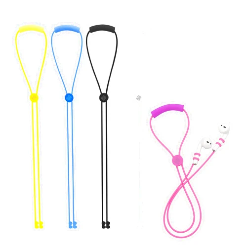 SANDIAN, 5 pcs Pack, Anti-Lost Soft Silicone Strap Lanyard Rope for Wireless Earbuds Earphones, Double Ring Lock Technology, Adjustable Length, Floats Water, Fits Any AirPods, Other Wireless Earphones