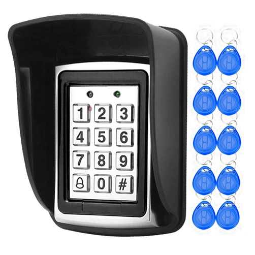 LIBO Smart Home LIBO Waterproof Access Control Keypad Proximity RFID Controller, Suitable for Single Door Entry System, Support 1000 Users, Including 10pcs 125KHz RFID Keyfobs with Rainproof Cover