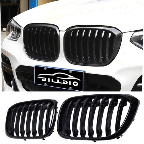 BILLDIO X3 G01 X4 G02 Grille - Black Kidney Grill Compatible With 2018-2021 X3 G01 2019-2021 X4 G02，ABS Single Slat Gloss Black