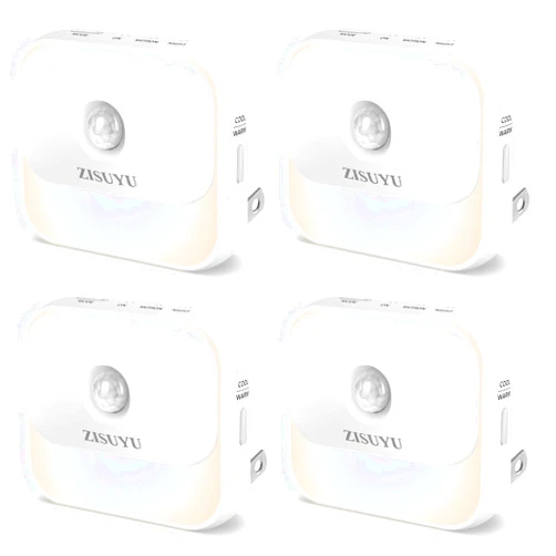 ZISUYU Plug in Night Light with Motion Sensor, 3 Modes,Color Changing,Dimmable,UL Cert LED Nightlight, Best for Bathroom/Hallway/Dining Room/Living Room/Kitchen/Basement(4 Pack)