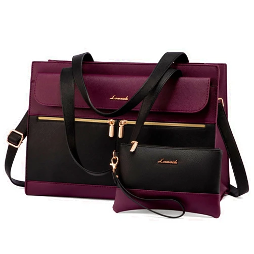 LOVEVOOK Laptop Bag for Women 15.6 Inch Laptop Tote Work Bag Professional Leather Computer Briefcase Waterproof Business Teacher Office Bag Handbag
