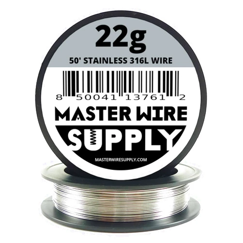 Master Wire Supply Stainless Steel 316L - 50' - 22 Gauge Wire - 50ft - 0.65mm - 0.025in - Master Wire Supply