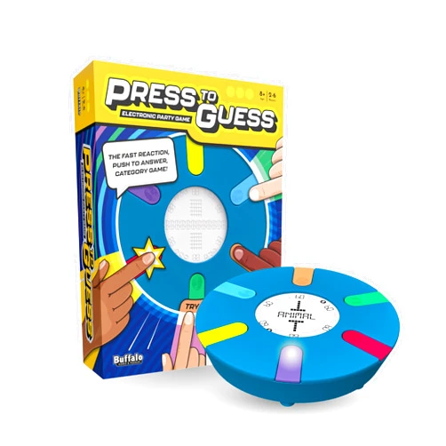 Buffalo Games - Press to Guess - Category Guessing Game - Electronic Game Board for Up to 6 Players - Guess and Challenge Guesses - Ages 8 and Up