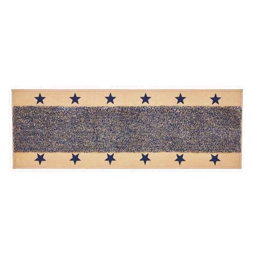 VHC Brands Bathroom Bath Mat, Cotton Floor Rug for Shower, My Country Collection, Rectangle 17x48, Star, Khaki