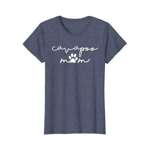 GO WITH THE PAW Cavapoo Mom with Dog Pawprint for Human Fur Mama T-Shirt