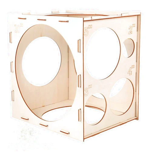 Aoibrloy 9 Holes Wood Balloon Sizer Measuring Box Cube Tool for Creating Balloon Arches, Balloon Decoration and Balloon Column Stand