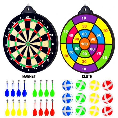 WDSMNAERW 2 in 1 Magnetic Dart Board - 12 pcs Magnetic Darts 12 Sticky Balls- Excellent Indoor Game and Party Games - Magnetic Dart Board Toys Gifts for 5 6 7 8 9 10 11 12 Year Old Boy Kids