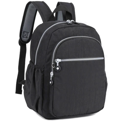 DOKUDOKU Small Nylon Backpack Mini Casual Daypack Lightweight Backpack for Women (BLACK)