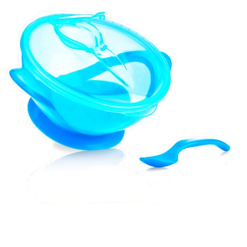 Nuby Easy Go Suction Bowl with Lid and Snap-in Spoon, Colors May Vary