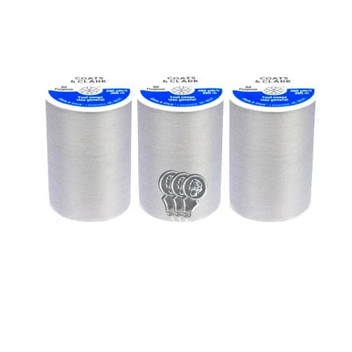 Bella's Crafts Coats & Clark Dual Duty All Purpose Sewing Thread 230A 400 Yards Each Spool 3 Pack Bundle with Bella's Crafts Needle Threaders (Nugrey)