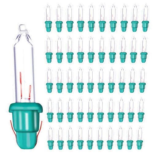 Sopco LED Christmas Replacement Mini Light Bulbs 2.5 V 0.17 A Clear Glass Bulbs with Green Base for Christmas Trees Incandescent Lights(50 Pcs)