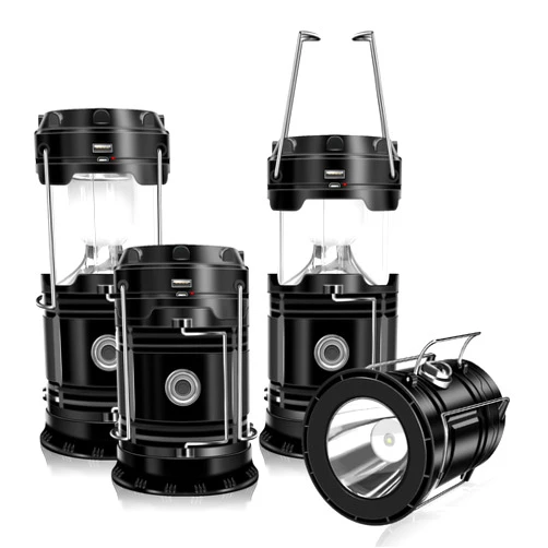 DIBMS 4-Pack Solar Camping Lantern, Collapsible LED Solar USB Rechargeable Lantern Flashlight Emergency Hanging Lights for Camping Hurricanes Power Outages Indoor Outdoor