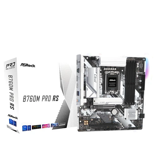 ASRock B760M Pro RS Motherboard DDR5 7200MHz HDMI DisplayPort eDP PCIe Gen5 (Graphics) 14th 13th 12th Gen Intel Core Processors LGA1700 192GB