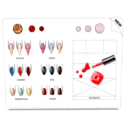FOMIYES Nail Art Practice Mat, Silicone Acrylic Nail Mat Training Sheet, Flexible Roll Up Pad for Acrylic Fingernails, Nail Practice Supply Practice Mat for Acrylic Nails