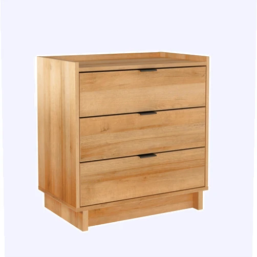 Prepac Simply Modern Nightstand Bedside Table, Natural Oak Nightstand for Bedroom, End Table with 3 Drawers 26.5