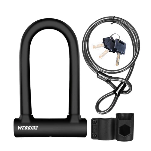 Weogine Bike U Lock with 4ft Security Cable 17mm Shackle, Bike Lock with 3 Keys and Mounting Bracket, Bicycle U-Locks Perfect for Road, Mountain, and Electric Bikes,Bicycle Lock