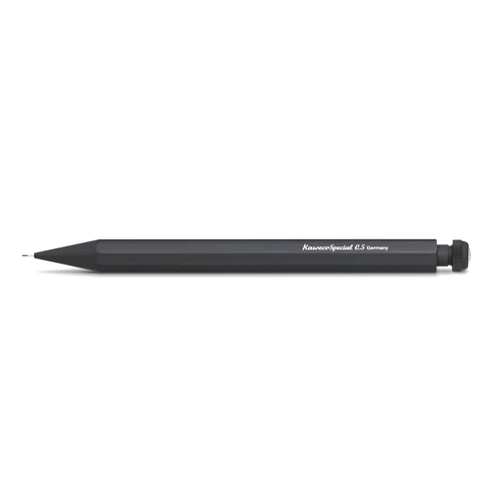 Kaweco SPECIAL Mechanical Pencil Black 0.5 mm I Lead Pencil Made of Premium Aluminium I Push Lead Pencil 14 cm I Refillable Pencil with Eraser