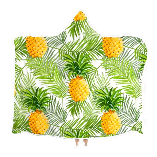Vantaso Wearable Hooded Blankets Throw Poncho Cloak Blanket Tropical Palm Leaves Pineapple for Adults Kids for Bed Sofa Bedding Multi-Size