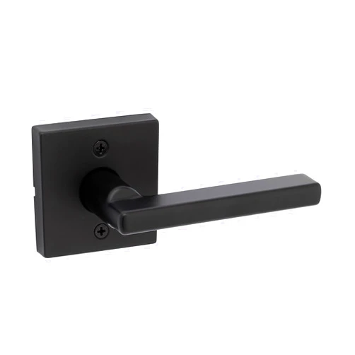 Kwikset Halifax Dummy Door Handle, Single Sided Lever for Closets, French Double Doors, and Pantry, Matte Black Non-Turning Reversible Interior Push/Pull Lever, with Microban Protection