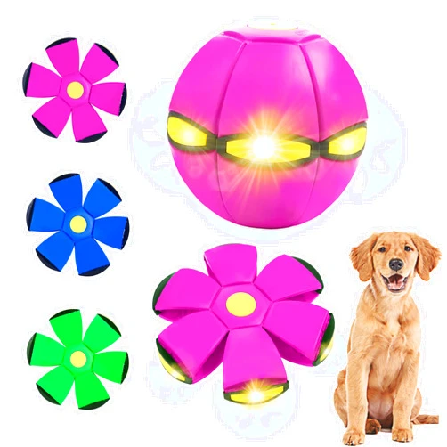 CheerHP Flying Saucer Ball for Dogs Pet Toy - 6 Lights Glowing Herding Toy for Rolling Fun Bulk