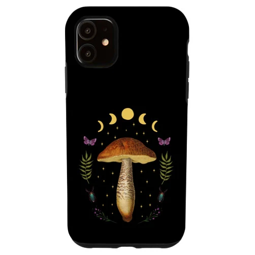 Witchy Goth and Celestial Lunar Creations iPhone 11 Dark Academia Cottagecore Aesthetic Magical Mushroom Fungi Case
