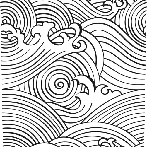 RoomMates RMK11901RL Black and White Asian Waves Peel and Stick Wallpaper