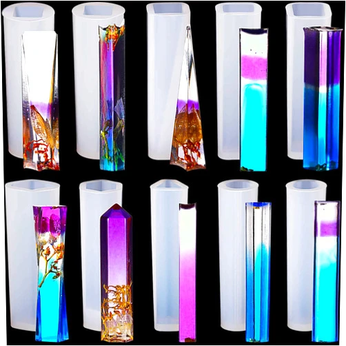 Patelai 10 Styles Pendulum Resin Molds Silicone Pendant Molds Epoxy Quartz Crystal Resin Molds Gemstone Multi-Facet Jewelry Molds for Resin DIY Crafts Jewelry Decorations Making