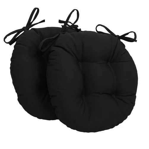 Blazing Needles 16-inch Twill Round Chair Cushion, 2 Count (Pack of 1), Black