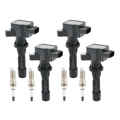 DICMIC Set of 4 Ignition Coil Pack & Spark Plug Compatible with Mazda 3 6 CX-7 MX-5 Miata L4 2.0L 2.3L 2.5L Replace# UF540, L3G218100, L3G218100A