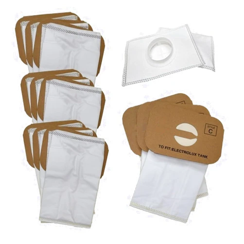 Casa Vacuums Upgraded Replacement Style C HEPA Bags For Electrolux Type C Canister Vacuums (12 Bags / 2 After-Filters)