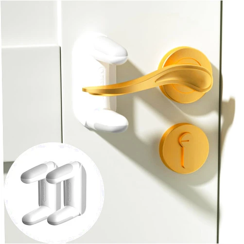 EUDEMON 2 Pack Updated Baby Safety Door Lever Lock, Door Handle Lock for Children & Pets, Child Proof Door Latch Lock, Revolve for 180°, Easy to Operate in Two Directions (White)