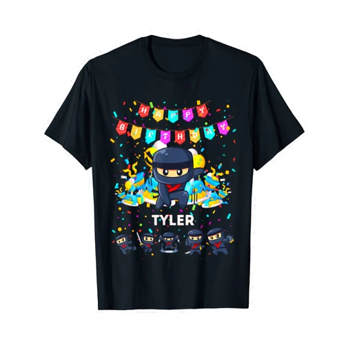 Birthday Boy Ninja Gifts and Accessories Birthday Boy Tyler Ninja T for Boys Ninja Theme Party T-Shirt